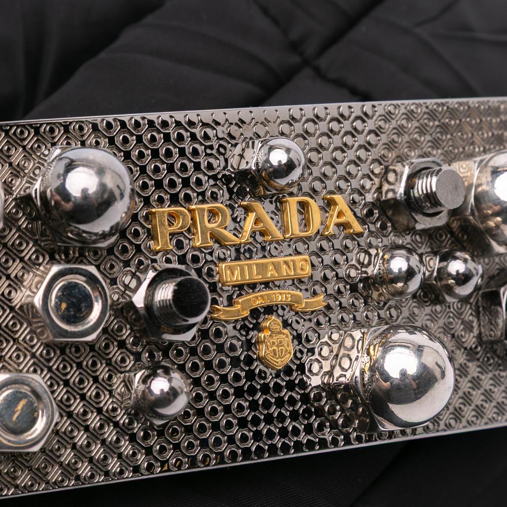 Prada B Prada Black Nylon Fabric Quilted Tessuto Messenger Bag Italy