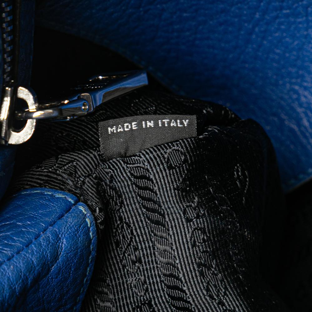 Prada B Prada Blue Calf Leather Vitello Daino Crossbody Italy