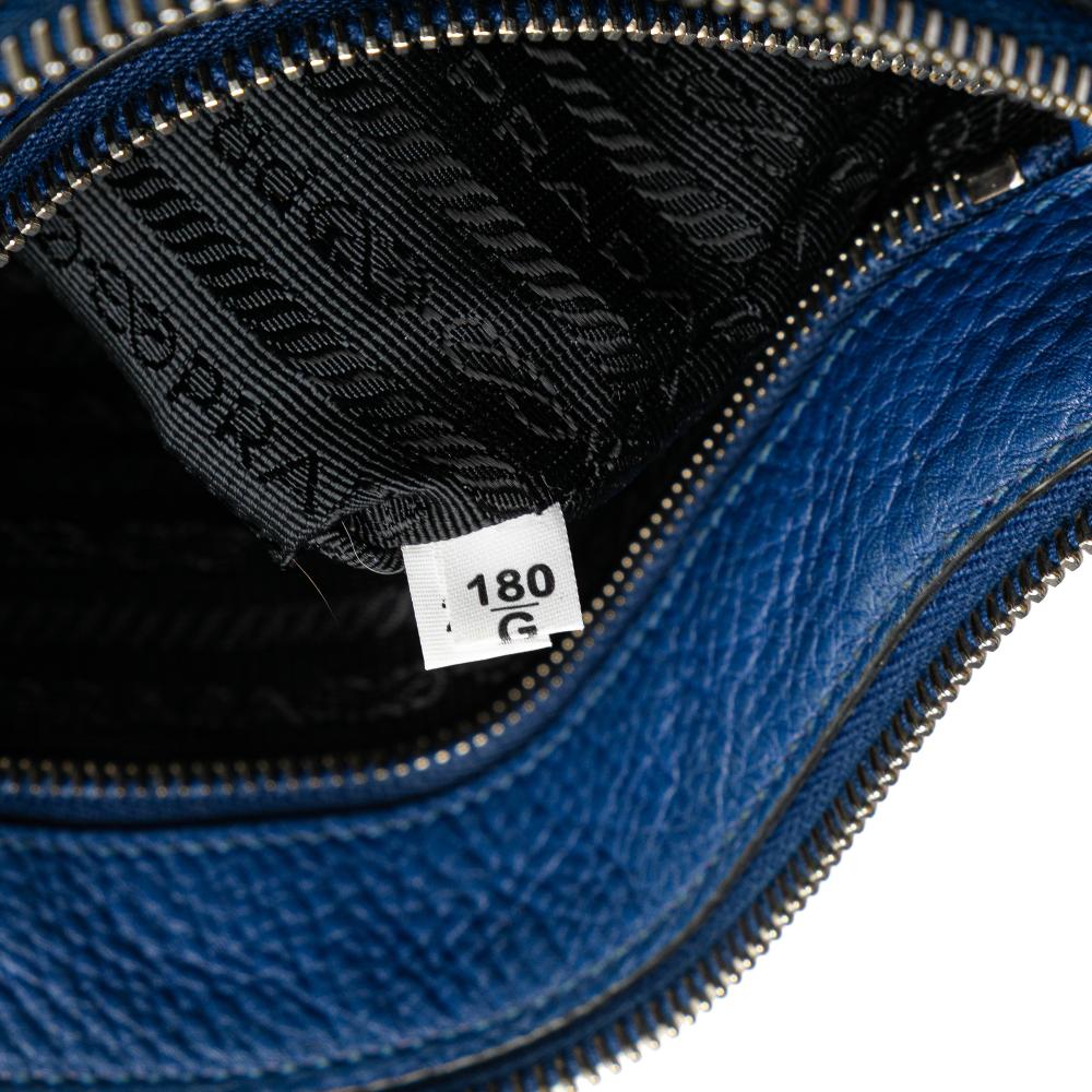 Prada B Prada Blue Calf Leather Vitello Daino Crossbody Italy