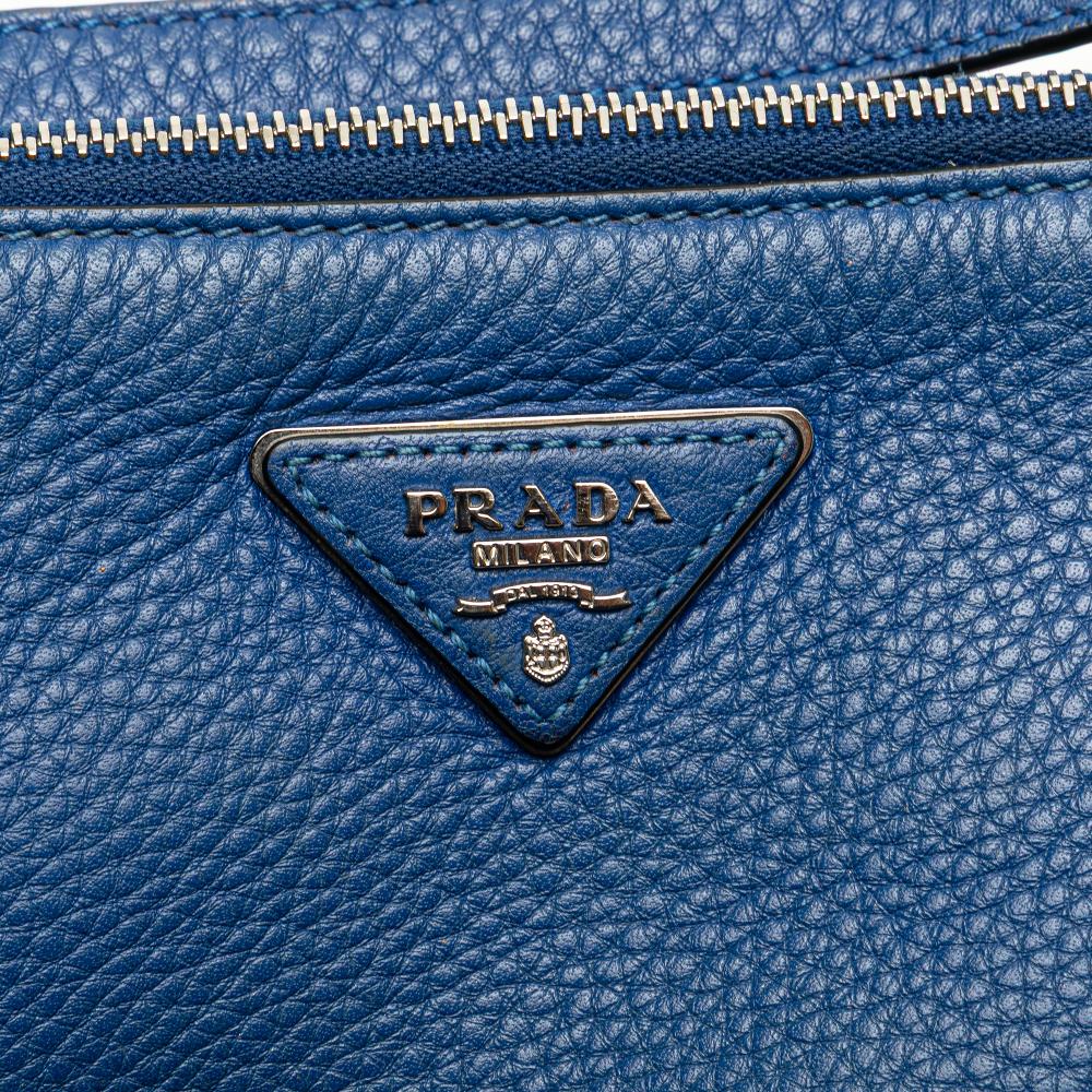 Prada B Prada Blue Calf Leather Vitello Daino Crossbody Italy