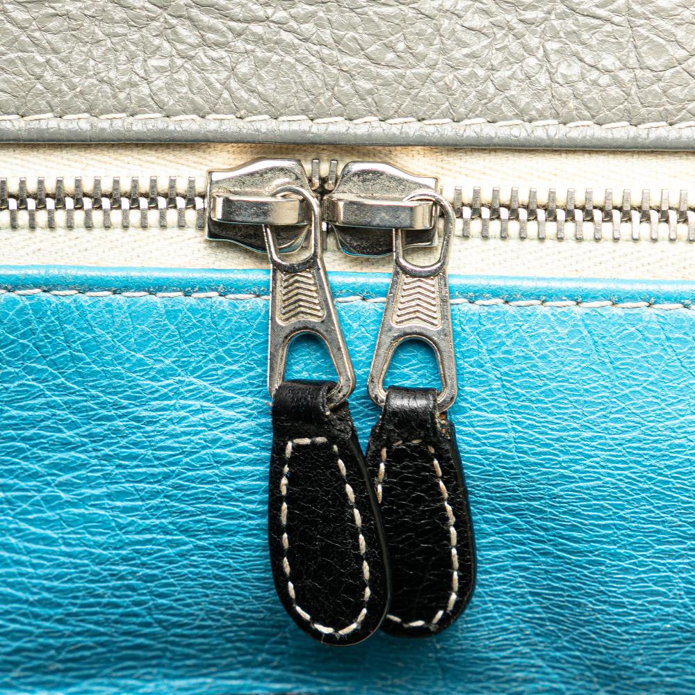 Balenciaga B Balenciaga Blue Aqua Lambskin Leather Leather S Lambskin Bazar Shopper Satchel Italy