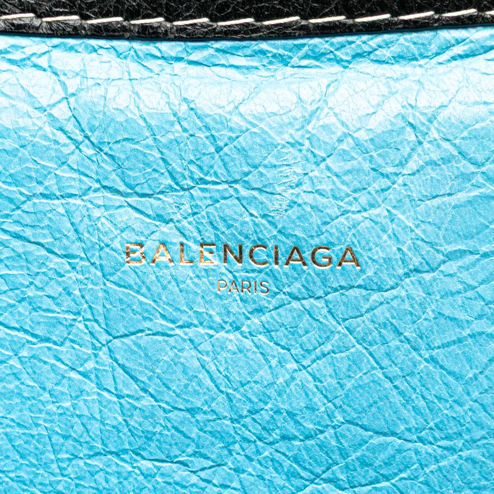 Balenciaga B Balenciaga Blue Aqua Lambskin Leather Leather S Lambskin Bazar Shopper Satchel Italy
