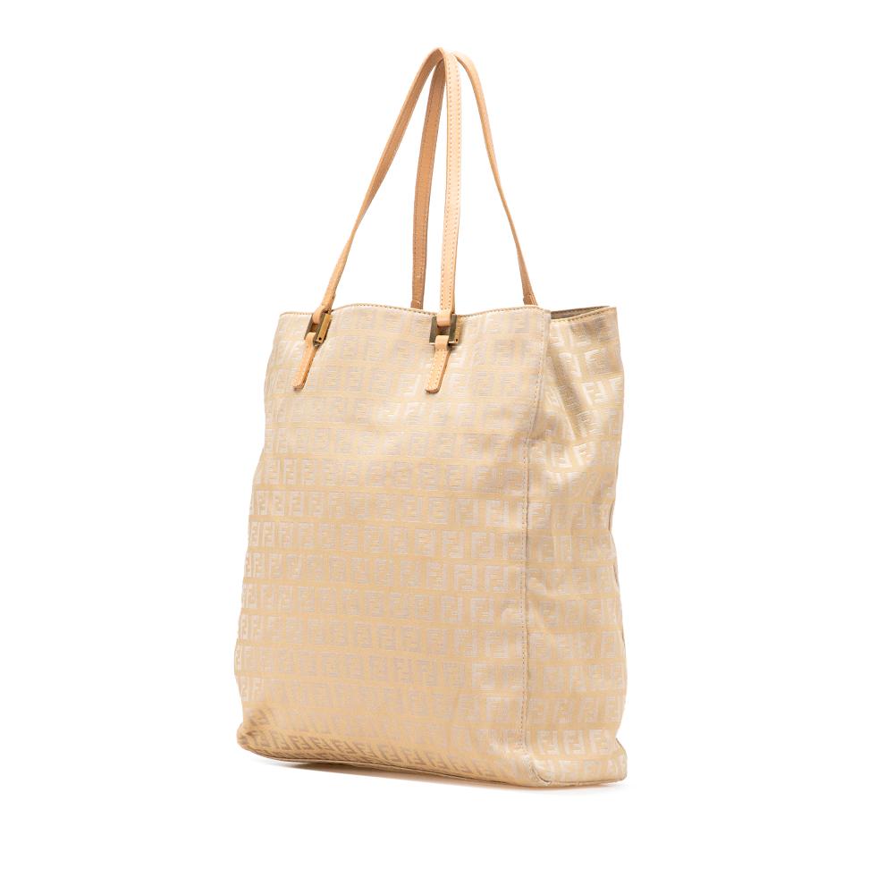 Fendi B Fendi Brown Beige Canvas Fabric Zucchino Tote Italy