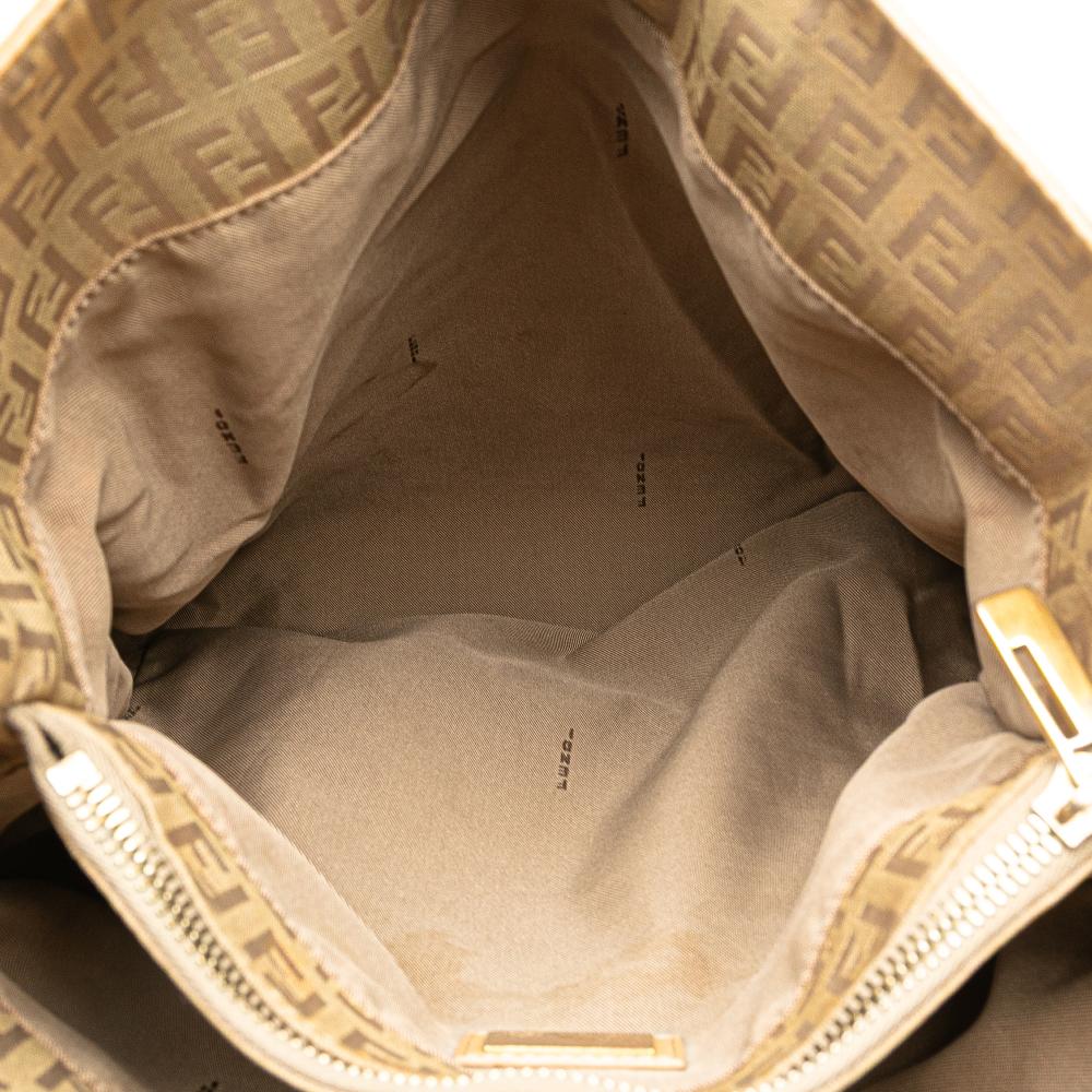Fendi B Fendi Brown Beige Canvas Fabric Zucchino Tote Italy
