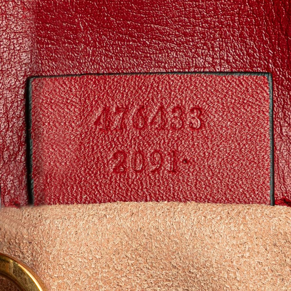 Gucci B Gucci Red Calf Leather Mini GG Marmont Matelasse Flap Crossbody Italy