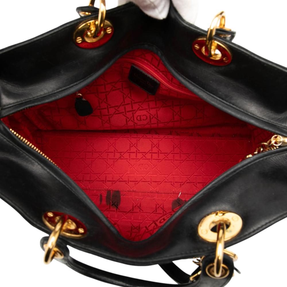 Christian Dior B Dior Black Suede Leather Large Cannage Lady Dior Italy