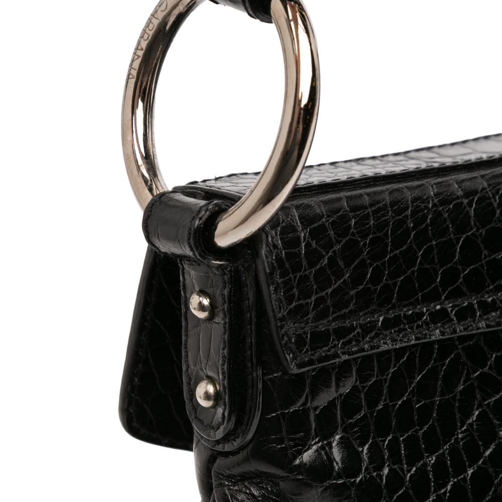 Dolce&Gabbana B Dolce & Gabbana Black Calf Leather Embossed Flap Shoulder Bag Italy