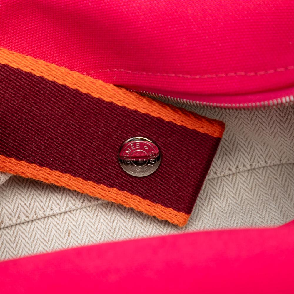 Hermès AB Hermès Pink Hot Pink with Red Dark Red Canvas Fabric Small Toile Bride A Brac Case France