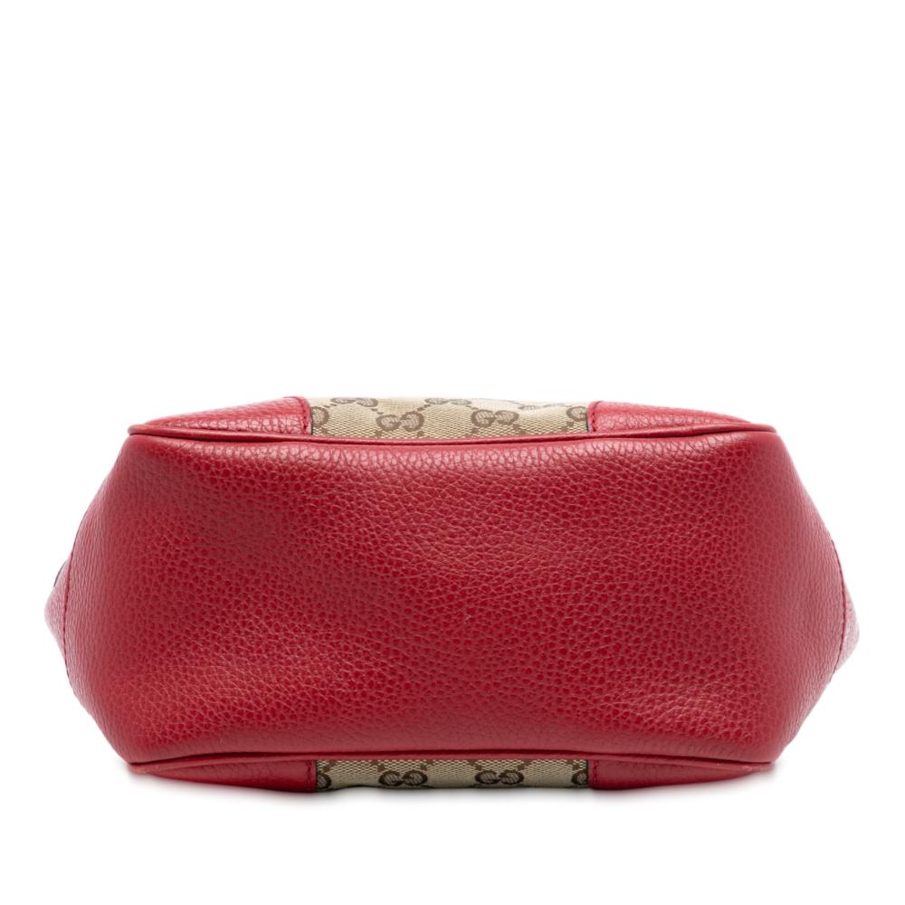 Gucci AB Gucci Brown Beige with Red Canvas Fabric Small GG Bree Satchel Italy