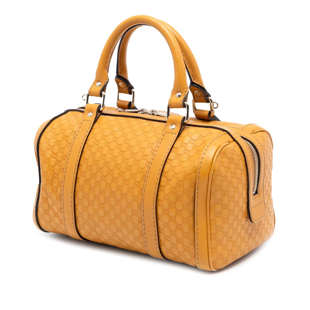 Gucci B Gucci Yellow Mustard Calf Leather Small Microguccissima Joy Boston Bag Italy