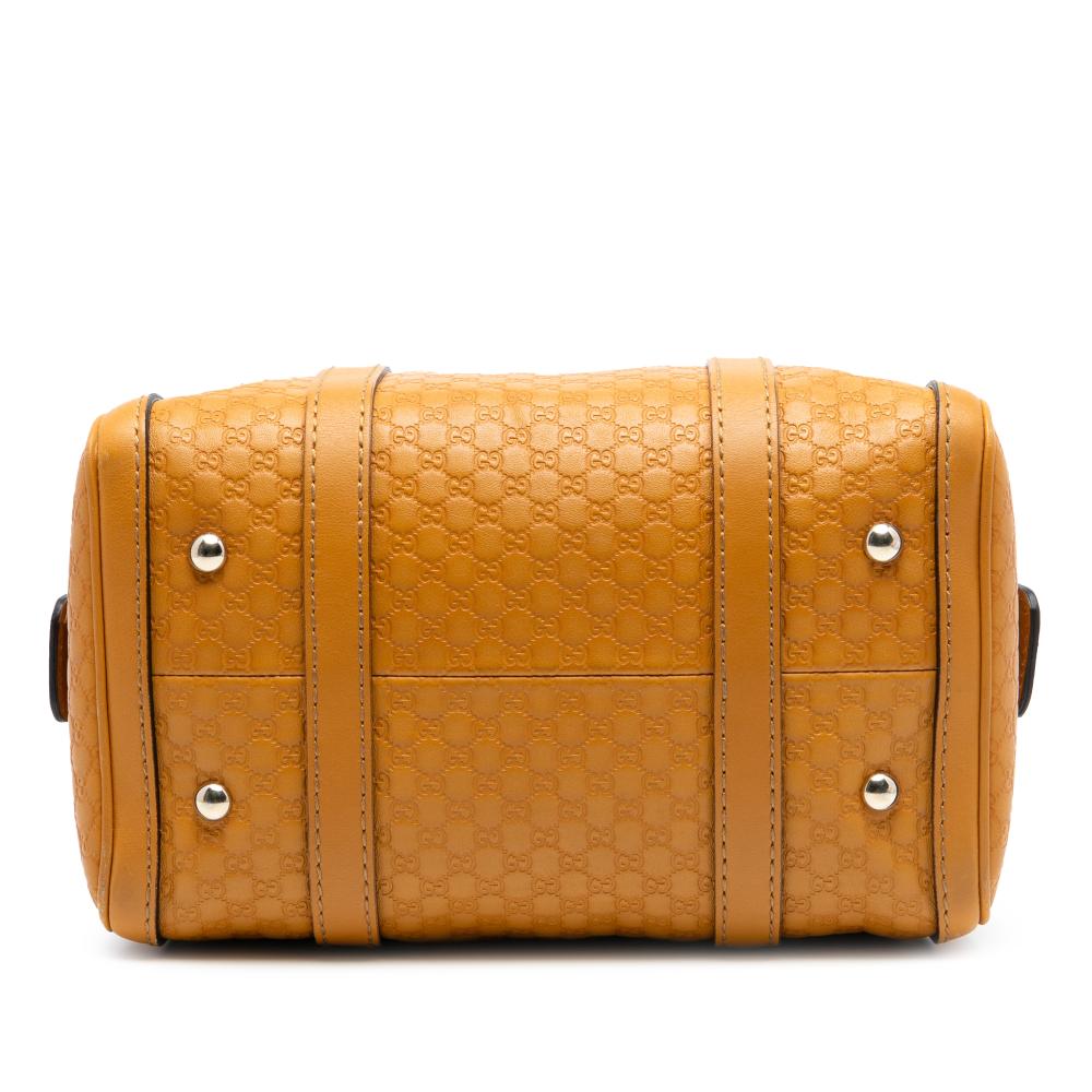 Gucci B Gucci Yellow Mustard Calf Leather Small Microguccissima Joy Boston Bag Italy