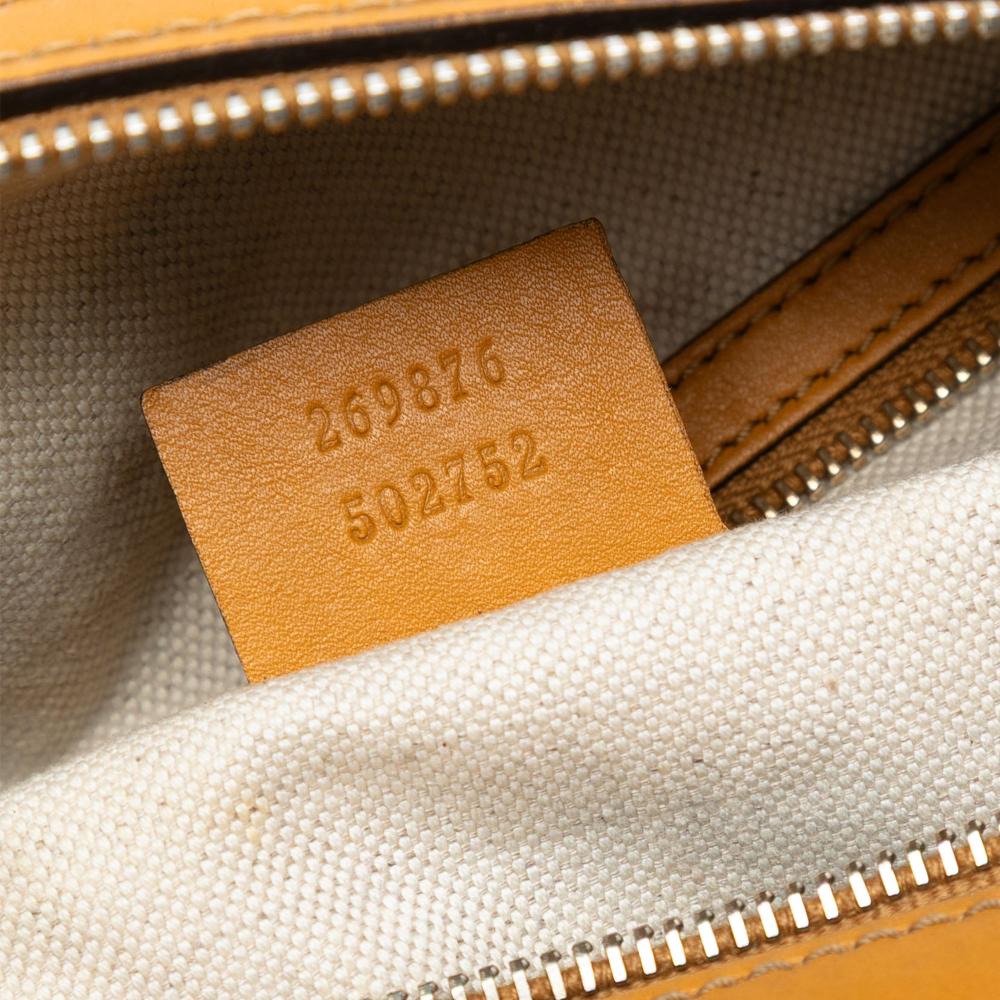 Gucci B Gucci Yellow Mustard Calf Leather Small Microguccissima Joy Boston Bag Italy