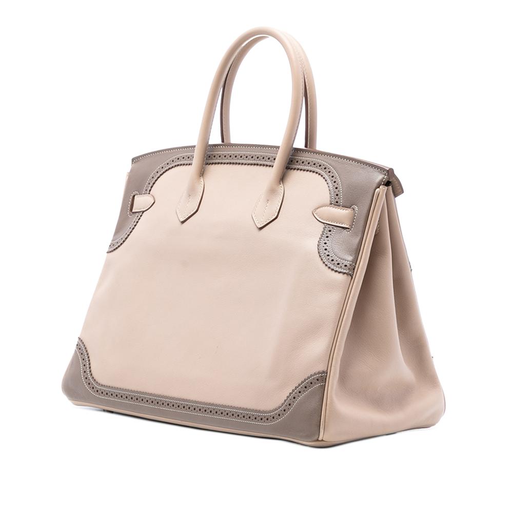 Hermès AB Hermès Brown Beige Canvas Fabric Swift Ghillies Birkin Retourne 35 France