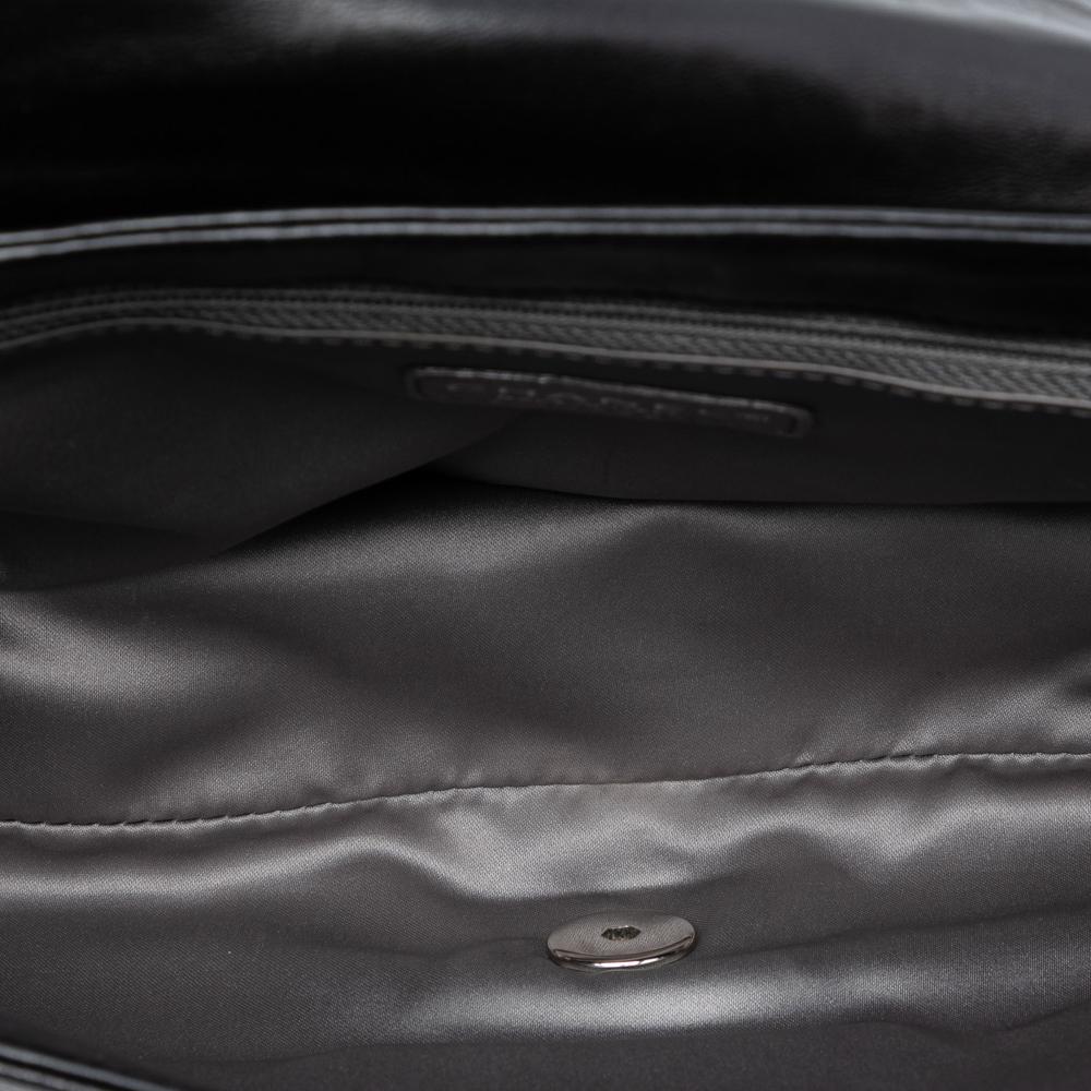 Chanel B Chanel Black Lambskin Leather Leather CC Quilted Astrakhan Single Flap Italy