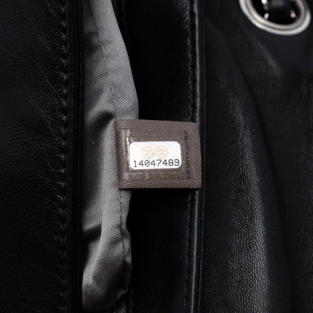 Chanel B Chanel Black Lambskin Leather Leather CC Quilted Astrakhan Single Flap Italy