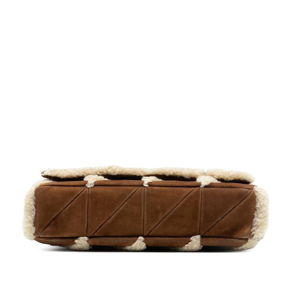 Saint Laurent B Saint Laurent Brown Suede Leather Medium and Shearling Patchwork Jamie Shoulder Bag Italy