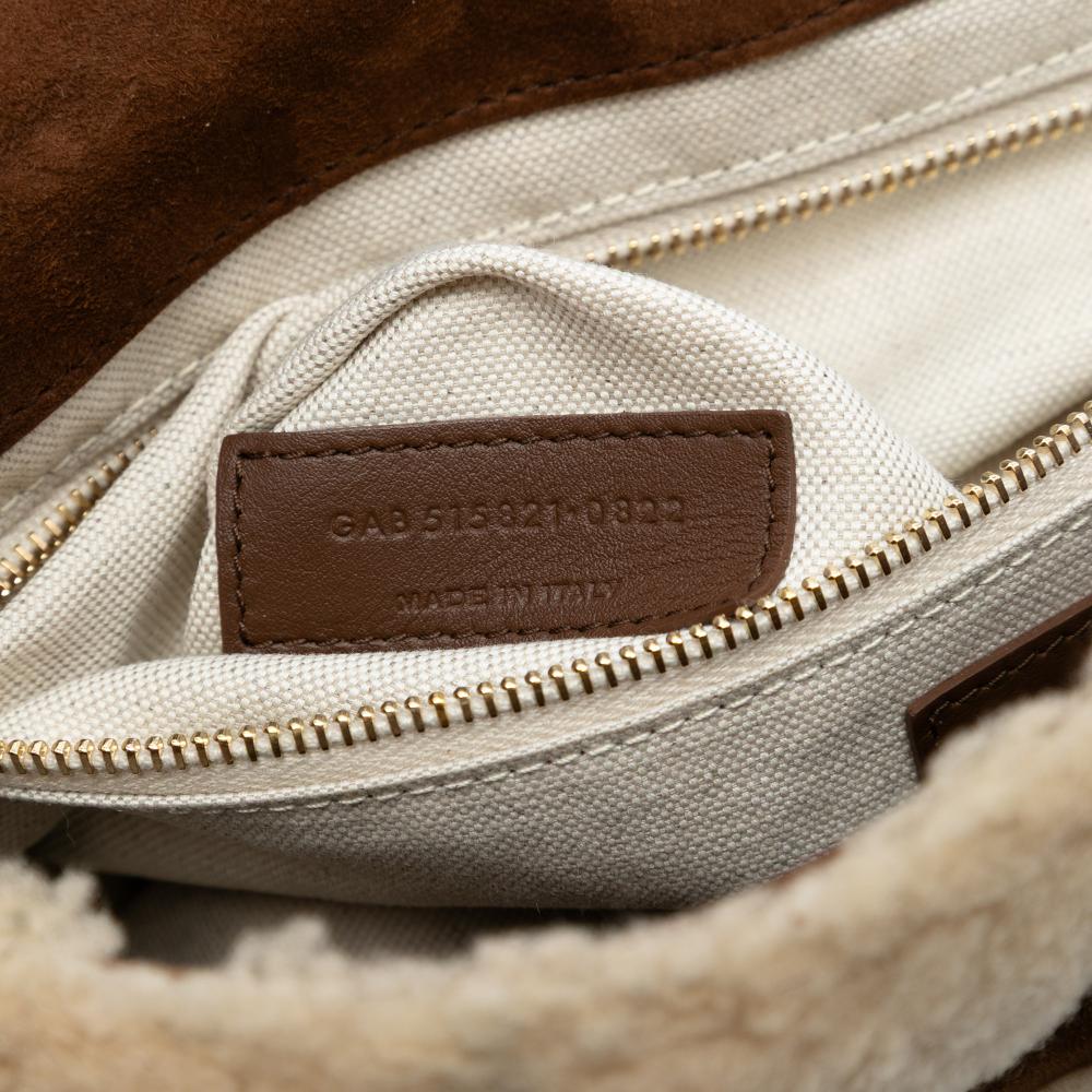 Saint Laurent B Saint Laurent Brown Suede Leather Medium and Shearling Patchwork Jamie Shoulder Bag Italy