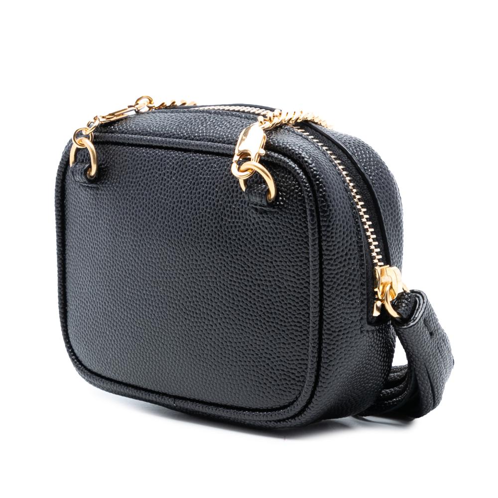 Saint Laurent AB Saint Laurent Black Calf Leather Baby Matelasse Grain De Poudre Monogram Lou Camera Bag Italy