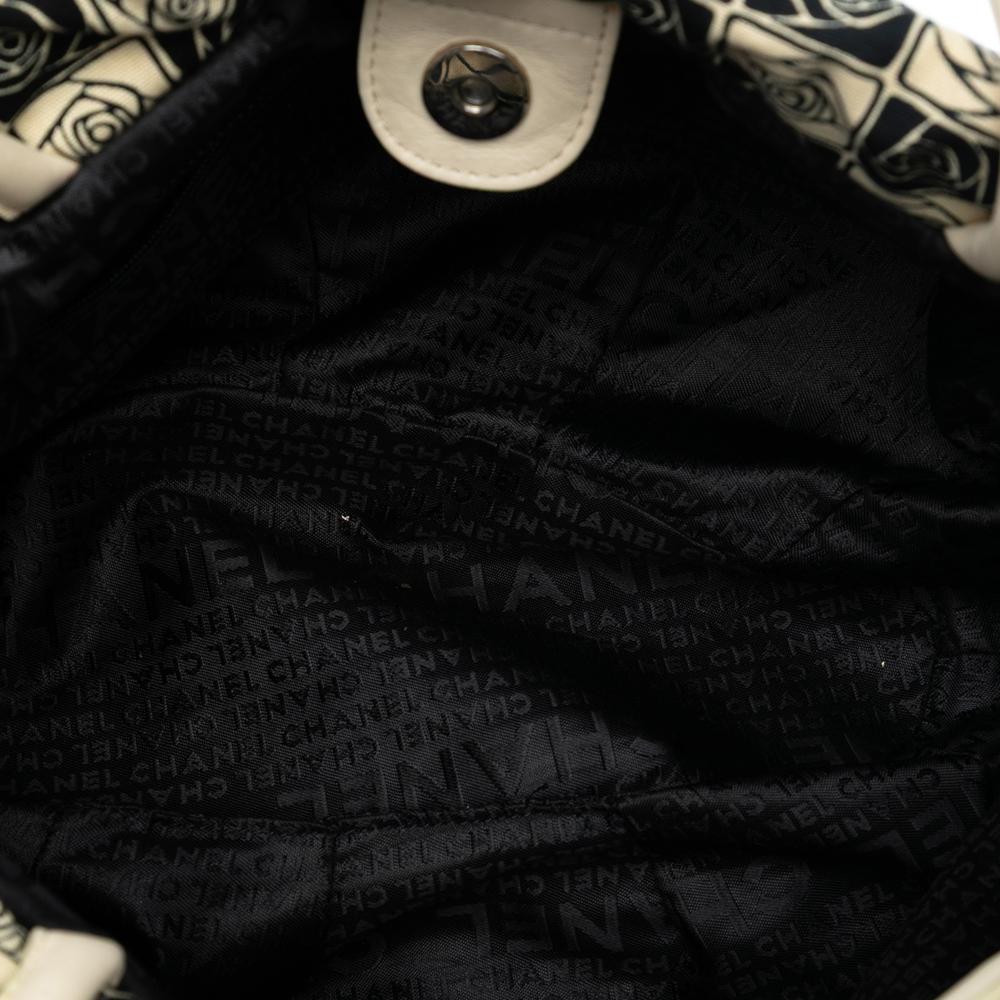 Chanel B Chanel Brown Light Beige Canvas Fabric Camellia Coco Ball Tote Italy