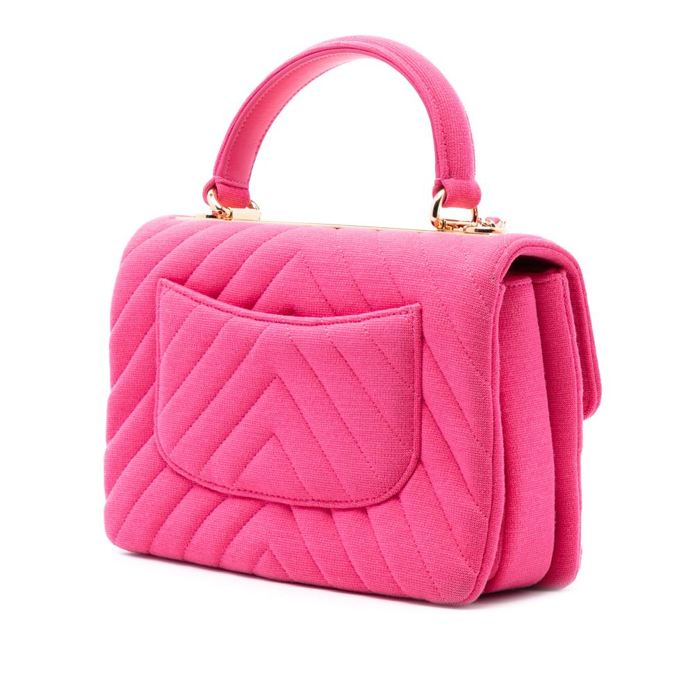 Chanel AB Chanel Pink Hot Pink Cotton Fabric Small Chevron Jersey Trendy CC Top Handle Flap Italy