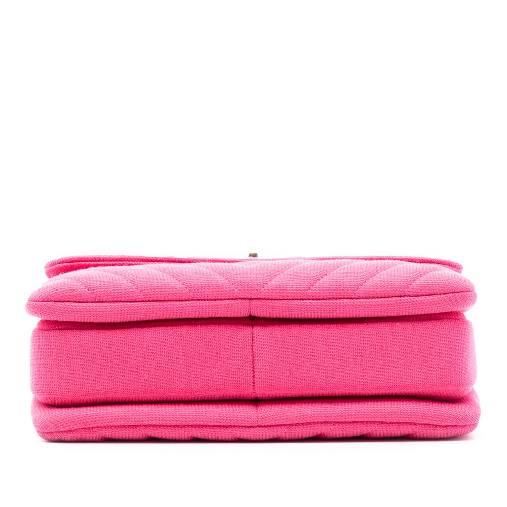 Chanel AB Chanel Pink Hot Pink Cotton Fabric Small Chevron Jersey Trendy CC Top Handle Flap Italy