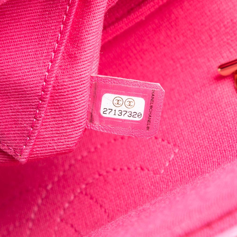 Chanel AB Chanel Pink Hot Pink Cotton Fabric Small Chevron Jersey Trendy CC Top Handle Flap Italy