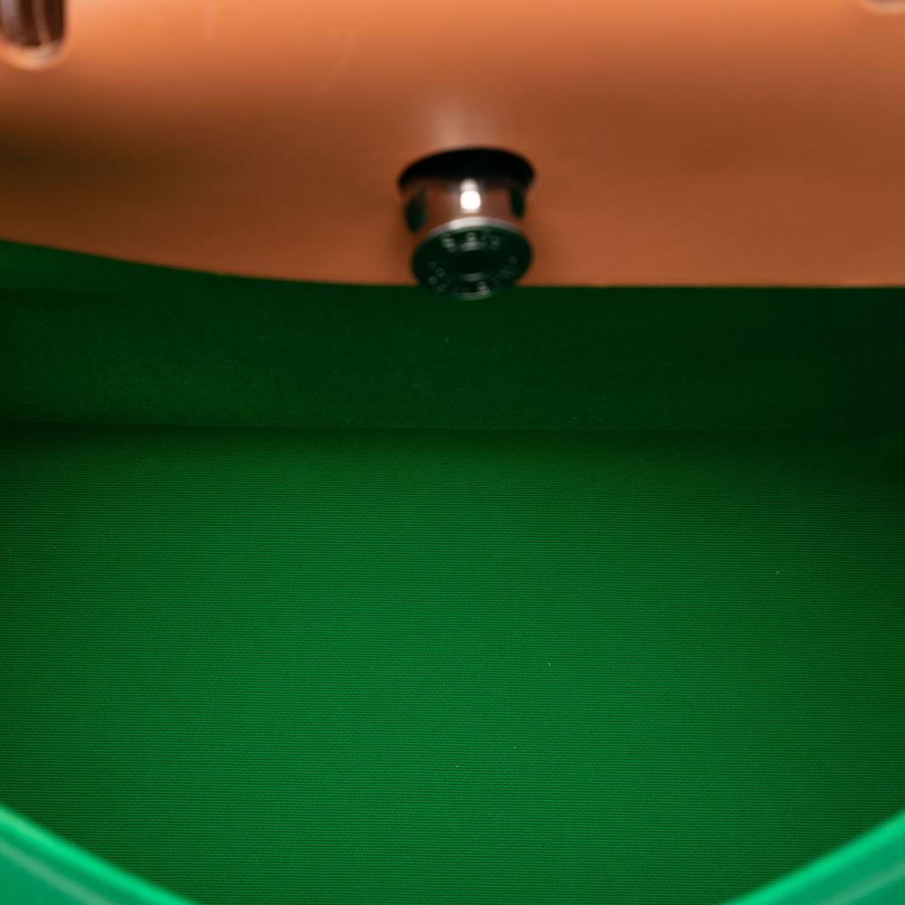 Hermès AB Hermès Green with Brown Canvas Fabric Toile Herbag Zip 31 France