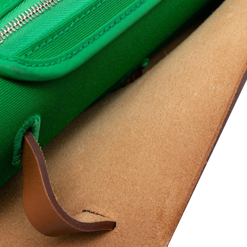 Hermès AB Hermès Green with Brown Canvas Fabric Toile Herbag Zip 31 France