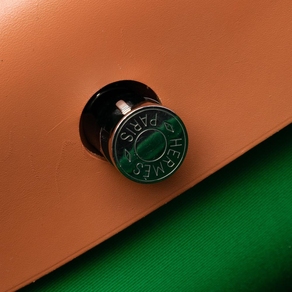 Hermès AB Hermès Green with Brown Canvas Fabric Toile Herbag Zip 31 France