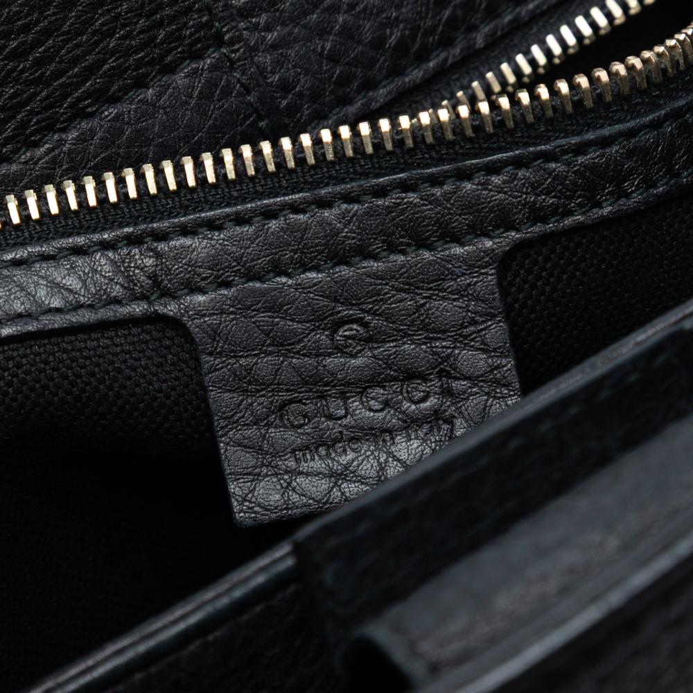 Gucci B Gucci Black Calf Leather Small skin Bamboo Shopper Satchel Italy