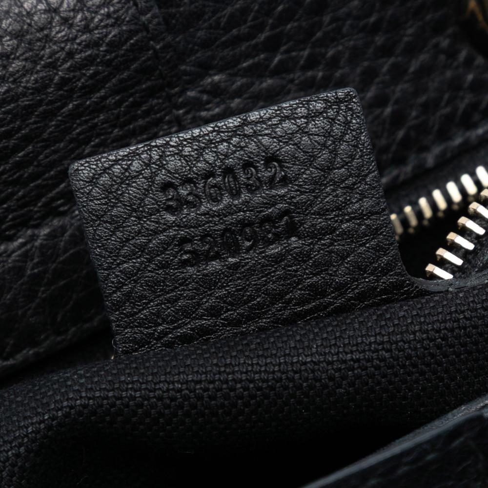 Gucci B Gucci Black Calf Leather Small skin Bamboo Shopper Satchel Italy