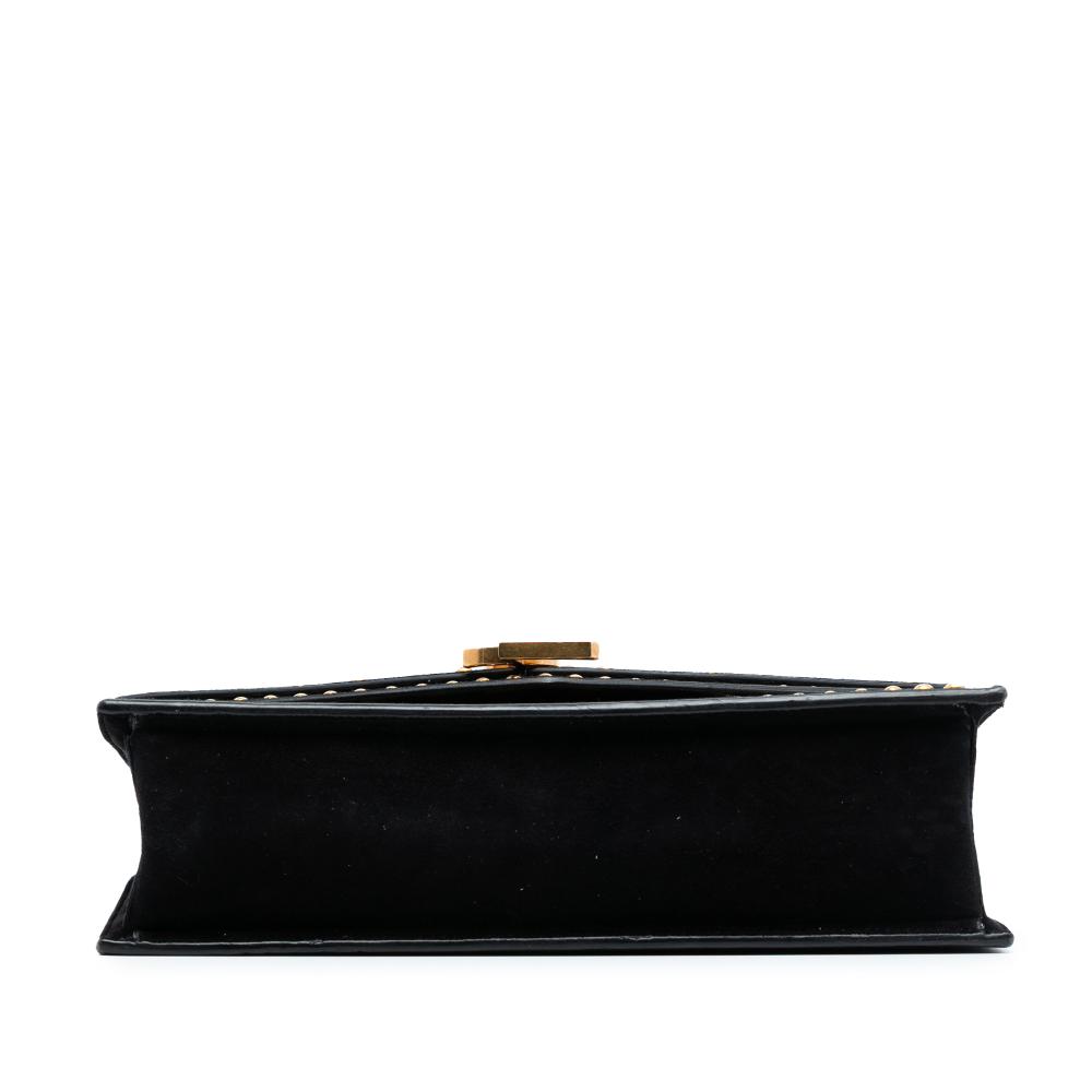 Saint Laurent AB Saint Laurent Black Suede Leather Medium Studded Monogram Sulpice Crossbody Italy