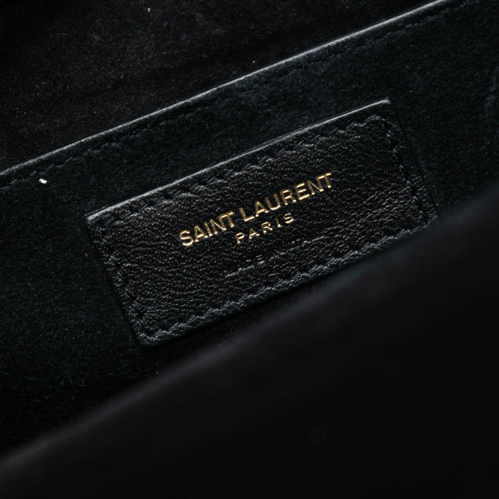 Saint Laurent AB Saint Laurent Black Suede Leather Medium Studded Monogram Sulpice Crossbody Italy