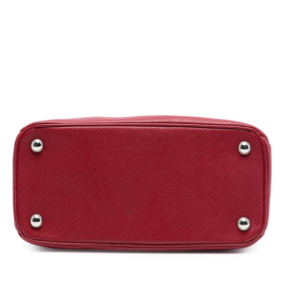 Prada B Prada Red Dark Red Saffiano Leather Small Cuir Turnlock Twin Satchel Italy