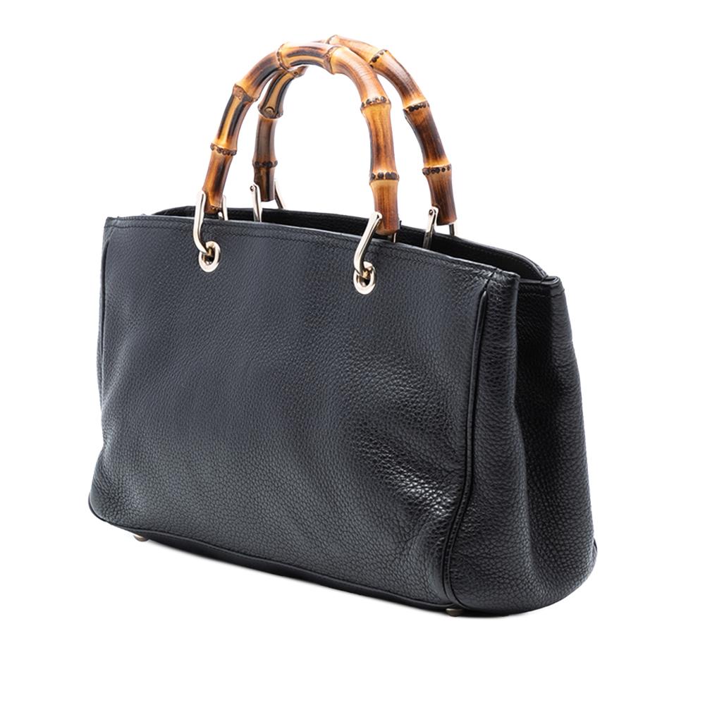 Gucci AB Gucci Black Calf Leather Medium skin Bamboo Shopper Satchel Italy