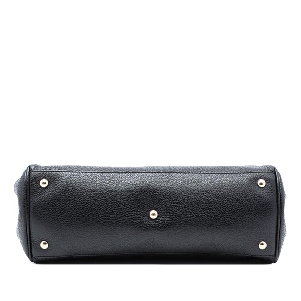 Gucci AB Gucci Black Calf Leather Medium skin Bamboo Shopper Satchel Italy