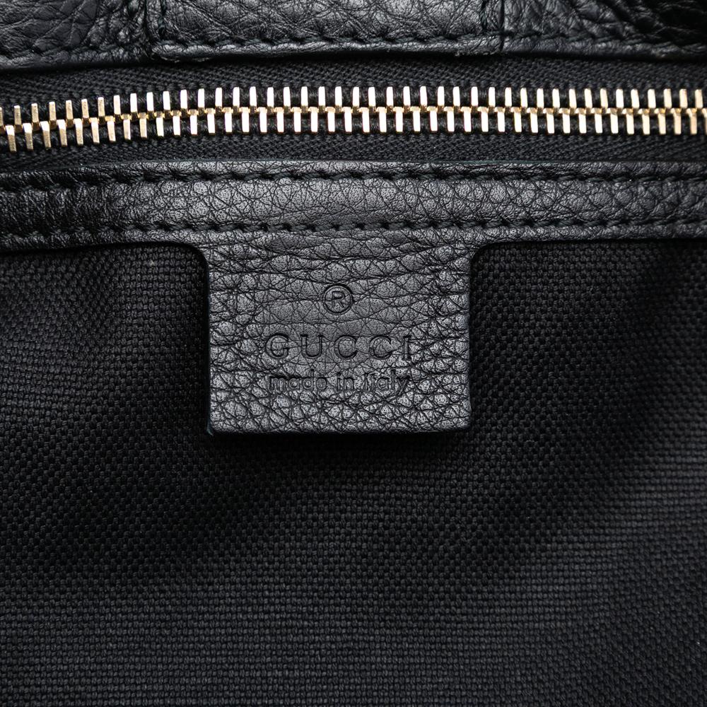 Gucci AB Gucci Black Calf Leather Medium skin Bamboo Shopper Satchel Italy