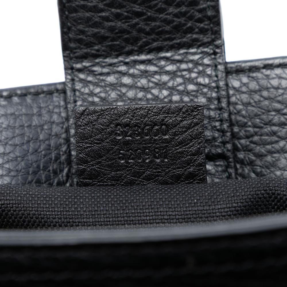 Gucci AB Gucci Black Calf Leather Medium skin Bamboo Shopper Satchel Italy