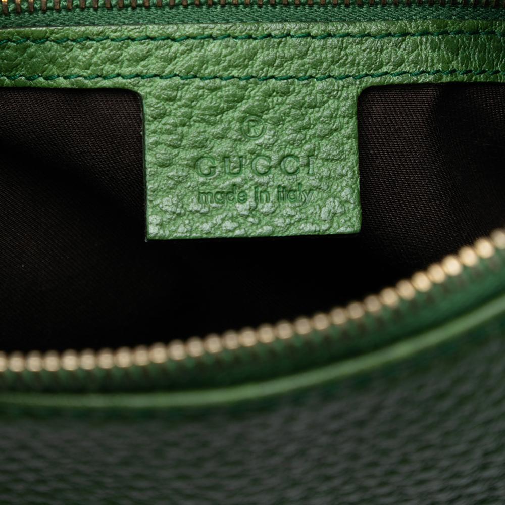 Gucci B Gucci Green Canvas Fabric Leather Bamboo Anita Handbag Italy