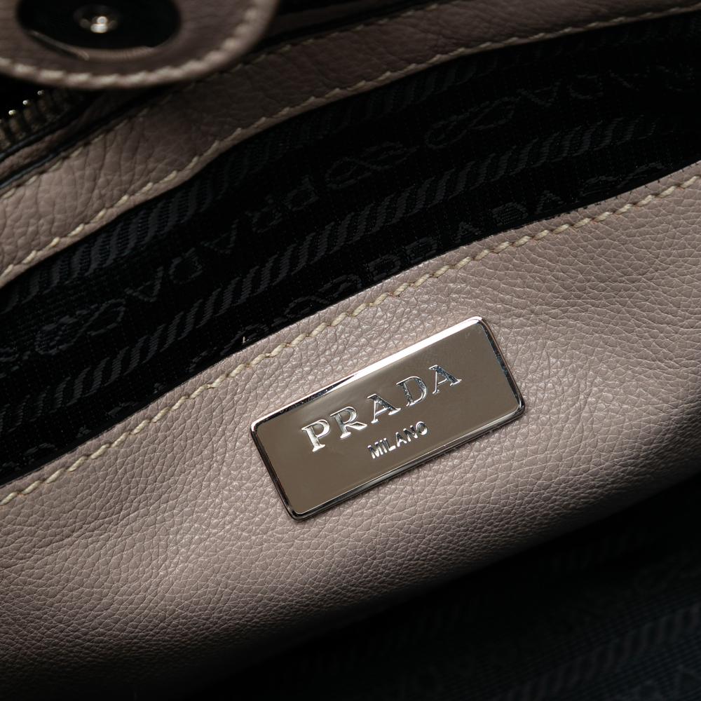 Prada B Prada Brown Taupe Calf Leather Small City Twin Pocket Satchel Spain