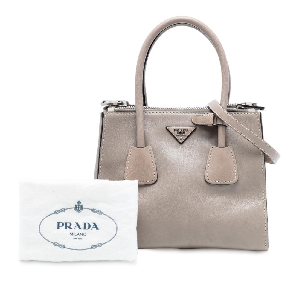Prada B Prada Brown Taupe Calf Leather Small City Twin Pocket Satchel Spain