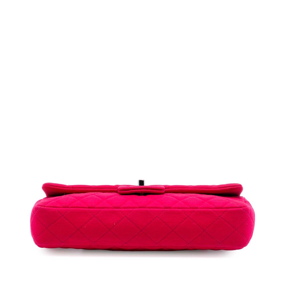 Chanel AB Chanel Red Cotton Fabric CC Quilted Jersey East West Single Flap Italy