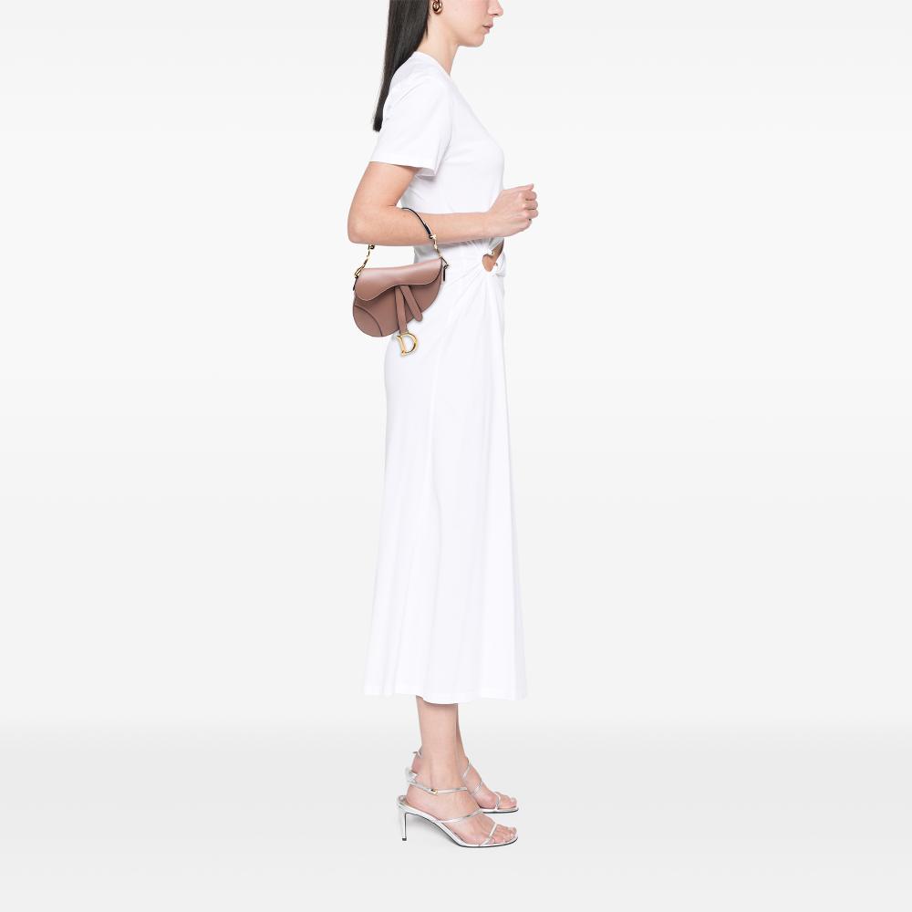 Christian Dior AB Dior Brown Nude Calf Leather Mini Smooth skin Saddle Bag Italy