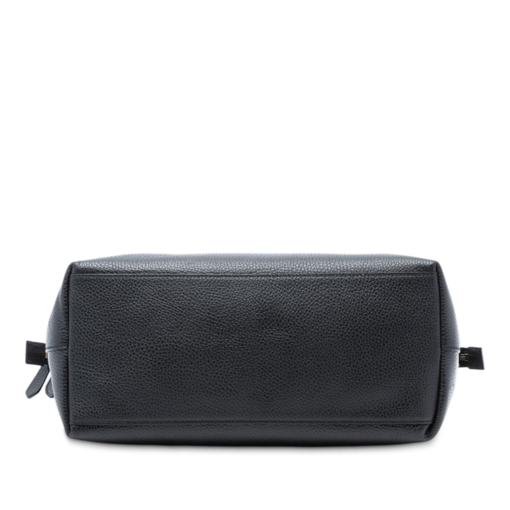 Gucci AB Gucci Black Calf Leather Medium GG Charm Dome Satchel Italy