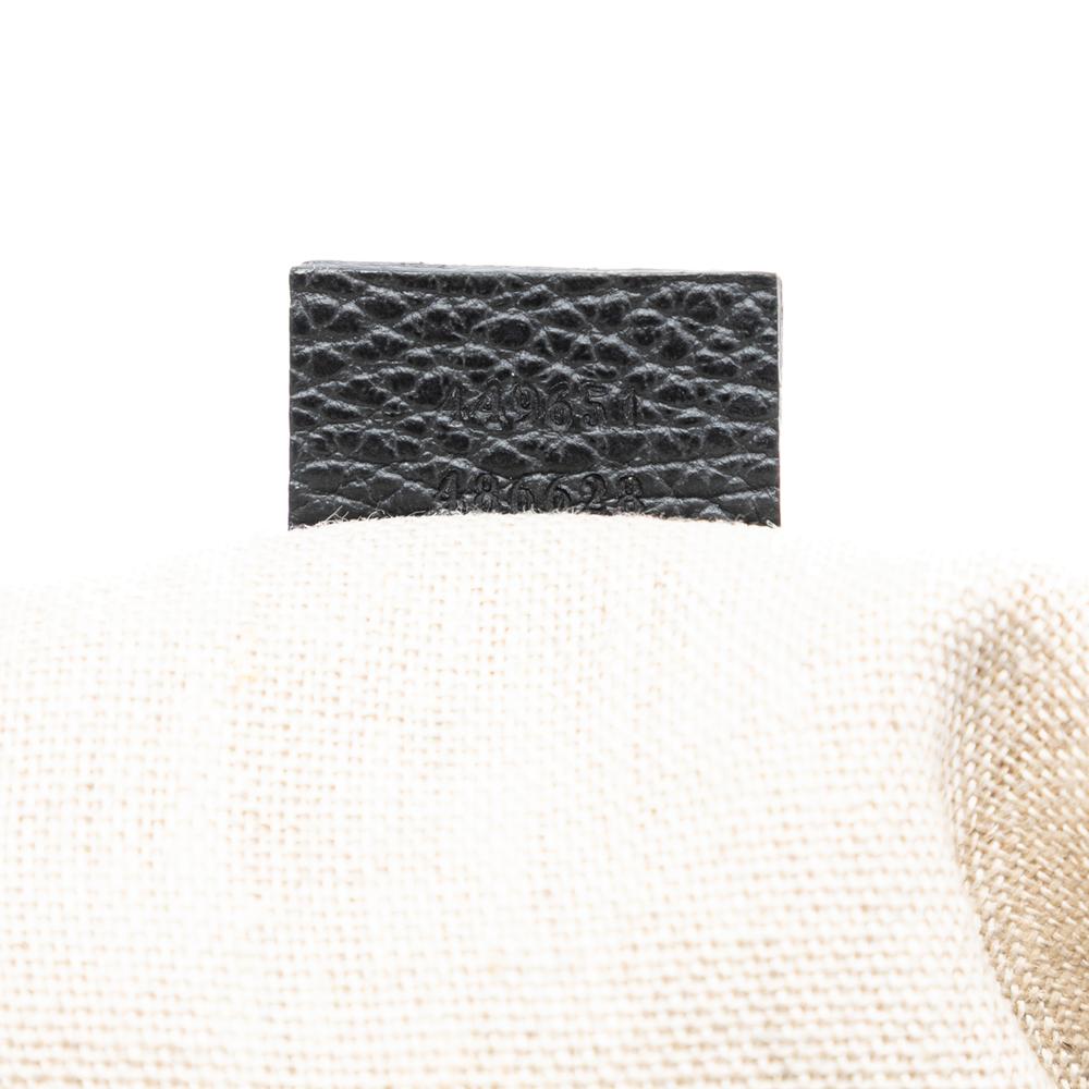 Gucci AB Gucci Black Calf Leather Medium GG Charm Dome Satchel Italy