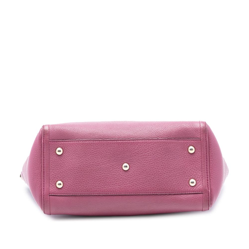 Gucci B Gucci Purple Calf Leather Small Pebbled Soho Cellarius Satchel Italy