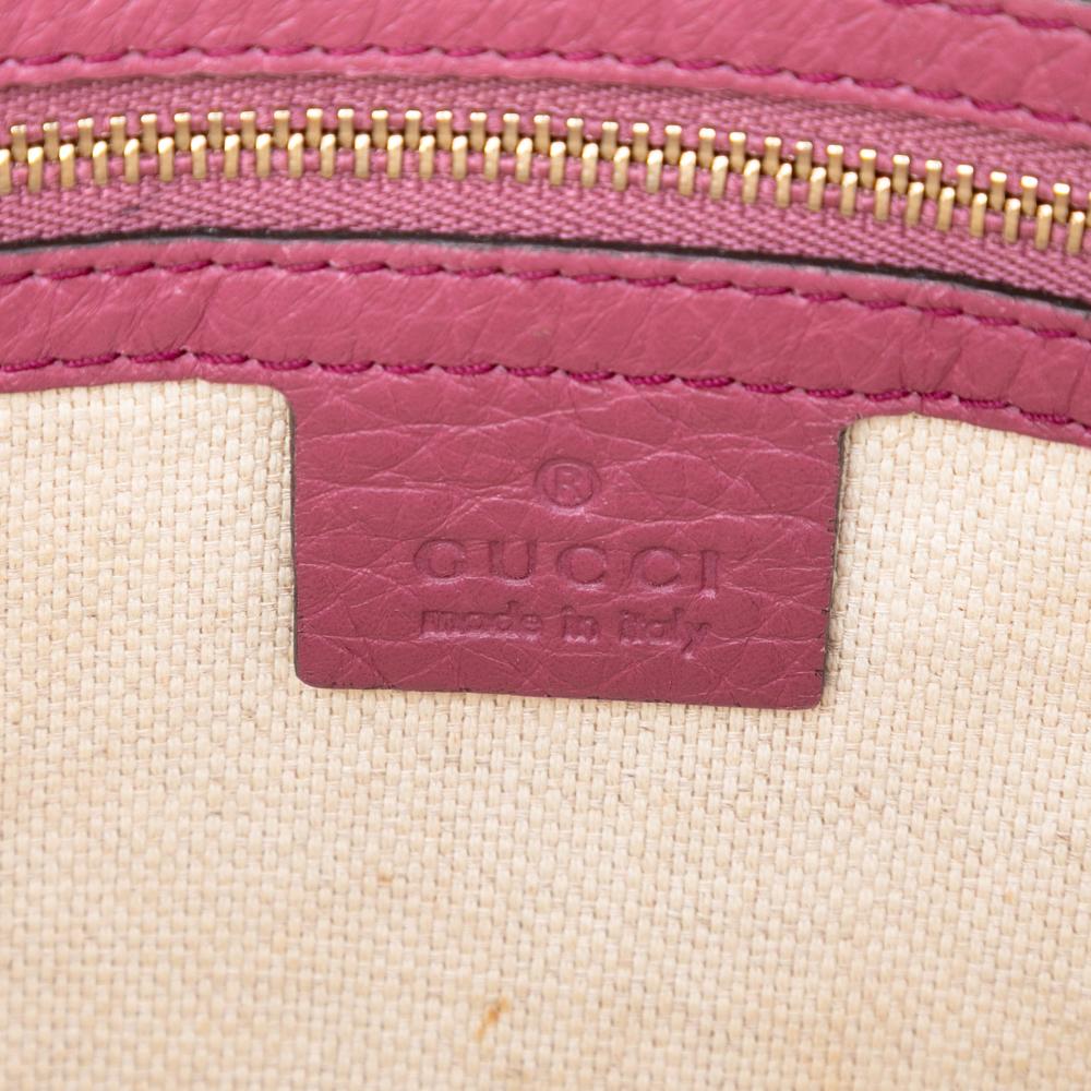 Gucci B Gucci Purple Calf Leather Small Pebbled Soho Cellarius Satchel Italy