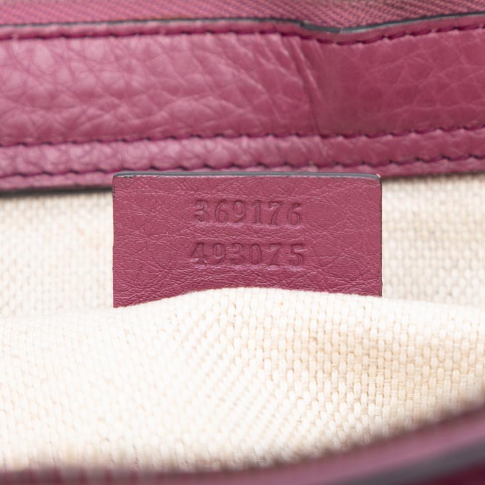 Gucci B Gucci Purple Calf Leather Small Pebbled Soho Cellarius Satchel Italy