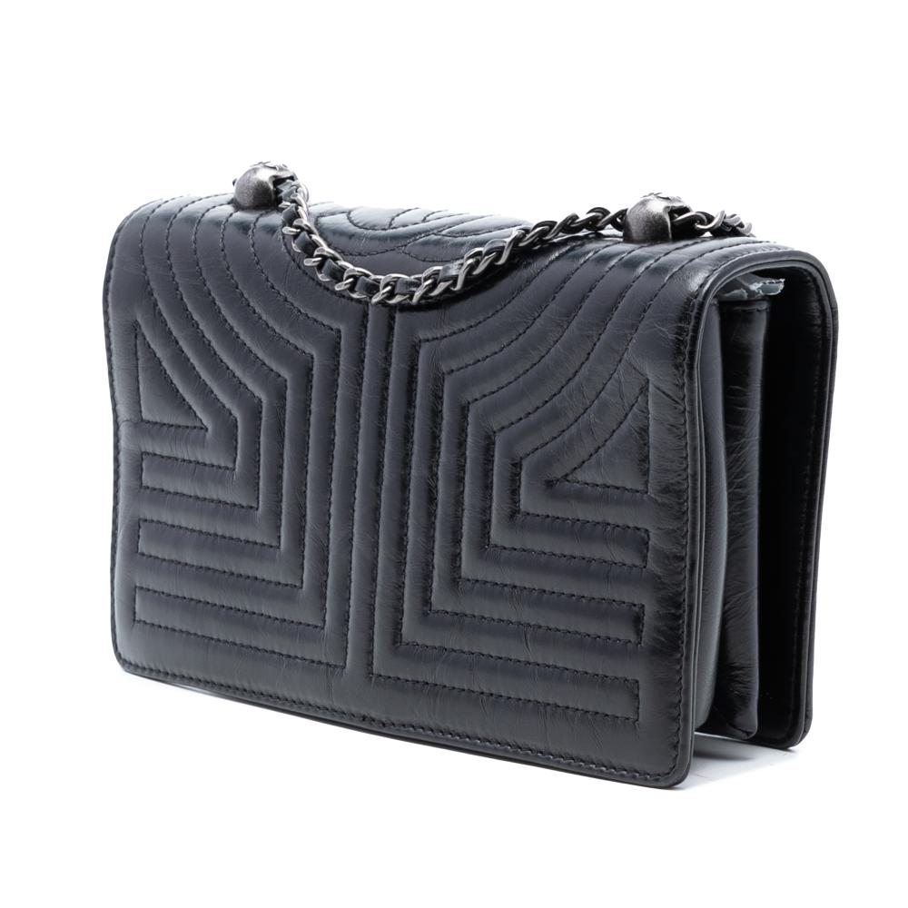 Chanel AB Chanel Black Calf Leather Small Quilted skin Korean Garden Flap Italy