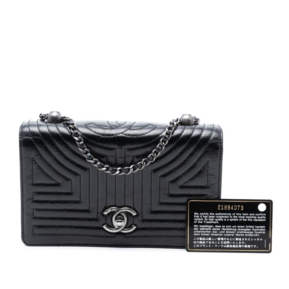 Chanel AB Chanel Black Calf Leather Small Quilted skin Korean Garden Flap Italy